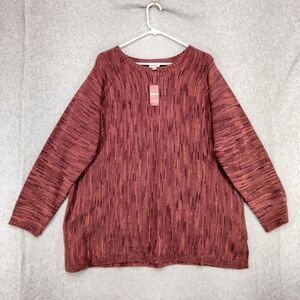 NEW! avenue Pullover Sweater Womens Size 18/20 Red Brown Heathered Side Slits